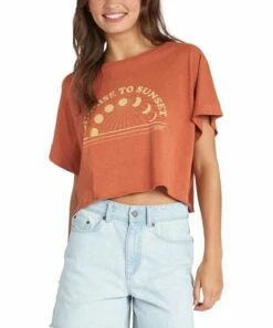 Top 10 🔥 Roxy Baked Clay 'Sunrise To Sunset' Crewneck Crop Tee - Juniors 😉 -Hot Sale Roxy Shop zu108146440 alt 4 tm1664821004