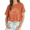 Top 10 🔥 Roxy Baked Clay 'Sunrise To Sunset' Crewneck Crop Tee - Juniors 😉