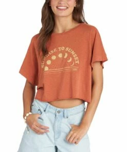 Top 10 ๐ฅ Roxy Baked Clay 'Sunrise To Sunset' Crewneck Crop Tee - Juniors ๐