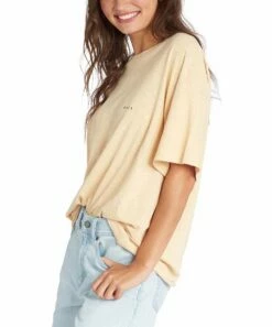 Discount ❤️ Roxy Beige 'Roxy' Retro Palm Circle Oversize Boyfriend Tee - Juniors 🔥 -Hot Sale Roxy Shop zu108147173 alt 3 tm1661982042