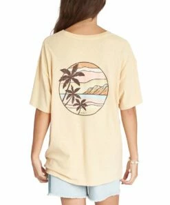 Discount โค๏ธ Roxy Beige 'Roxy' Retro Palm Circle Oversize Boyfriend Tee - Juniors ๐ฅ