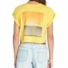 Brand new 😀 Roxy Yolk Yellow Horizon Retro Sunny Day Crewneck Crop Tee - Juniors 😀