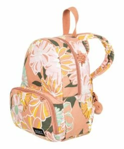 Discount ๐ Roxy Peach & Toasted Nut Bloom Floral Always Core Canvas ๐ Backpack โจ