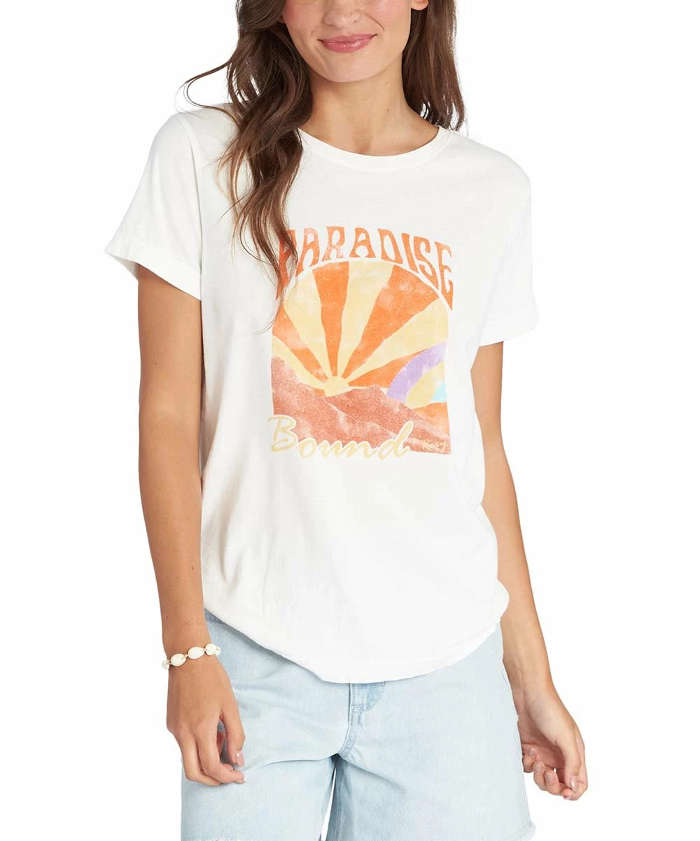 Cheap 👍 Roxy Snow White & Orange 'Paradise' Watercolor Boyfriend Tee - Juniors 🎉 1 Cheap 👍 Roxy Snow White & Orange 'Paradise' Watercolor Boyfriend Tee - Juniors 🎉