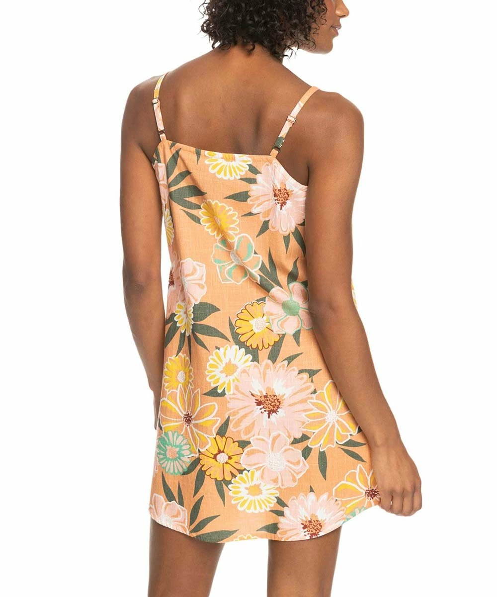 Wholesale 🔥 Roxy Yellow & Toasted Nut Bloom Floral Golden Sunray Cami-Strap Mini 👗 Dress - Juniors ❤️ 4 Wholesale 🔥 Roxy Yellow & Toasted Nut Bloom Floral Golden Sunray Cami-Strap Mini 👗 Dress - Juniors ❤️ - Image 4