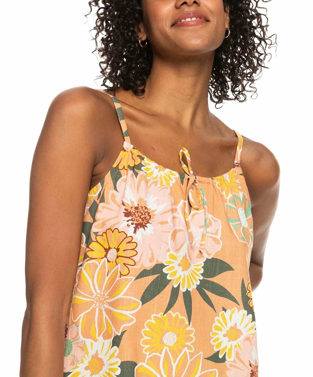 Wholesale 🔥 Roxy Yellow & Toasted Nut Bloom Floral Golden Sunray Cami-Strap Mini 👗 Dress - Juniors ❤️ 2 Wholesale 🔥 Roxy Yellow & Toasted Nut Bloom Floral Golden Sunray Cami-Strap Mini 👗 Dress - Juniors ❤️ - Image 2