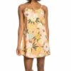 Wholesale 🔥 Roxy Yellow & Toasted Nut Bloom Floral Golden Sunray Cami-Strap Mini 👗 Dress - Juniors ❤️