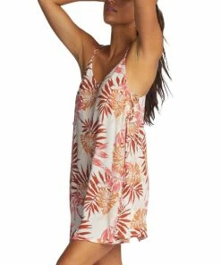 Discount 🛒 Roxy Coral & Snow White Seaside Beachy Vibes Cami-Strap Mini 👗 Dress - Juniors ⭐ -Hot Sale Roxy Shop zu108153098 alt 1 tm1661981895