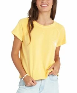 Brand new โ๏ธ Roxy Yolk Yellow Sun Around Us Short-Sleeve Crewneck Tee - Juniors ๐