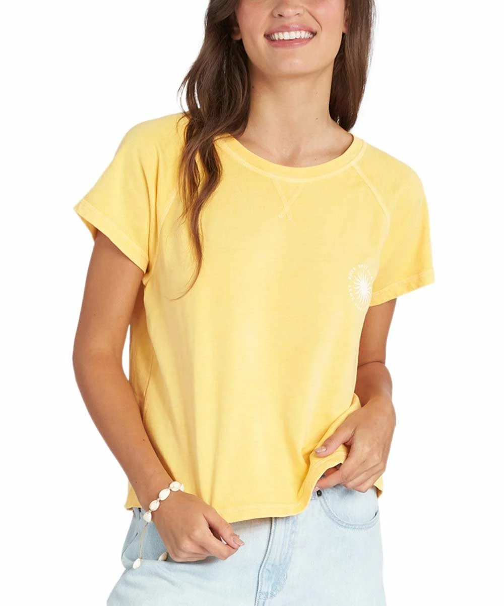 Brand new โ๏ธ Roxy Yolk Yellow Sun Around Us Short-Sleeve Crewneck Tee - Juniors ๐ 1 Brand new โ๏ธ Roxy Yolk Yellow Sun Around Us Short-Sleeve Crewneck Tee - Juniors ๐