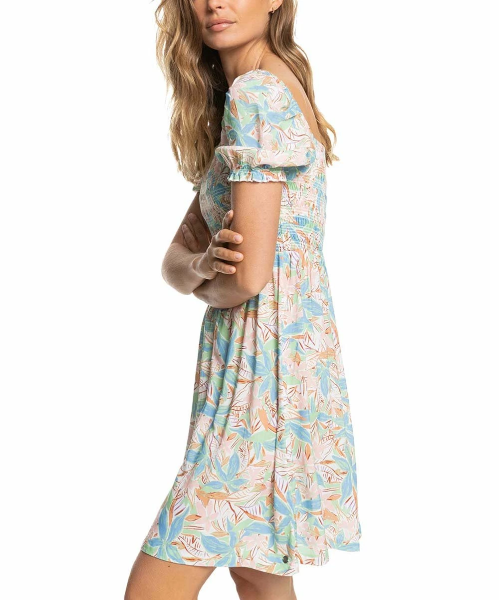 Hot Sale 🥰 Roxy Blue & Sprucetone Floral Les Fleur Smocked-Bodice Mini 👗 Dress - Juniors 🎉 4 Hot Sale 🥰 Roxy Blue & Sprucetone Floral Les Fleur Smocked-Bodice Mini 👗 Dress - Juniors 🎉 - Image 4