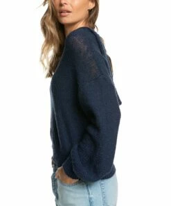 Coupon 🧨 Roxy Mood Indigo Together Again Balloon Sleeve Drop-Shoulder V-Neck Hoodie - Juniors 🤩 -Hot Sale Roxy Shop zu108154006 alt 1 tm1664821894