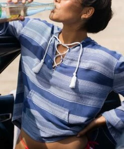 Best reviews of ๐งจ Roxy Bijou Blue Horizon Stripe Head On Over Hoodie - Juniors ๐