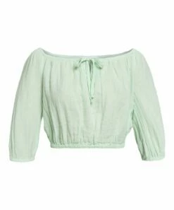 Promo 😉 Roxy Pastel Green Sunny Crush Off-Shoulder Crop Top - Juniors 🥰 -Hot Sale Roxy Shop zu109193573 alt 3 tm1672841453