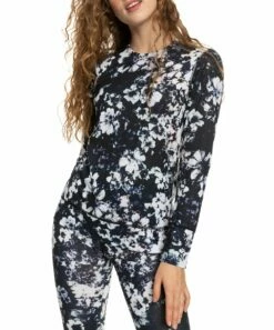 Best Sale 🔔 Roxy Black Flowers Daybreak Long-Sleeve Tee - Juniors 🌟