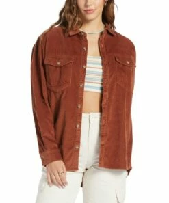 Deals 🔔 Roxy Rustic Brown Let It Go Corduroy Button-Up - Juniors 🧨