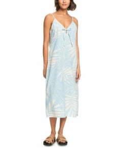 Cheap ⭐ Roxy Cerulean Palmy Days Lady Winter Sleeveless Midi 👗 Dress - Juniors 🤩