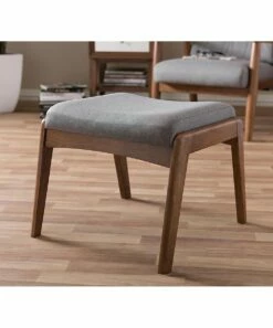 Outlet 🤩 Baxton Studio Walnut & Gray Roxy Mid-Century Ottoman ❤️ -Hot Sale Roxy Shop zu46893199 alt 3 tm1503323230