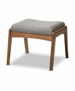 Outlet 🤩 Baxton Studio Walnut & Gray Roxy Mid-Century Ottoman ❤️