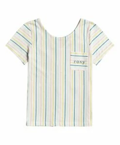 Cheapest 😍 Roxy Snow White & Blue Stripe Loving Java Scoop Neck Top - 👧 Girls 👍
