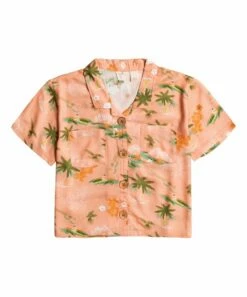 Best Pirce 🔔 Roxy Peach & Green Floral Button-Up - 👧 Girls 🤩