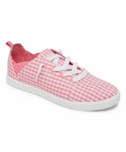 Top 10 🔥 Roxy White & Pink Gingham Libbie 👟 Sneaker - 👧 Girls ✨ -Hot Sale Roxy Shop zu99401149 alt 3 tm1631739354