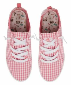 Top 10 ๐ฅ Roxy White & Pink Gingham Libbie ๐ Sneaker - ๐ง Girls โจ